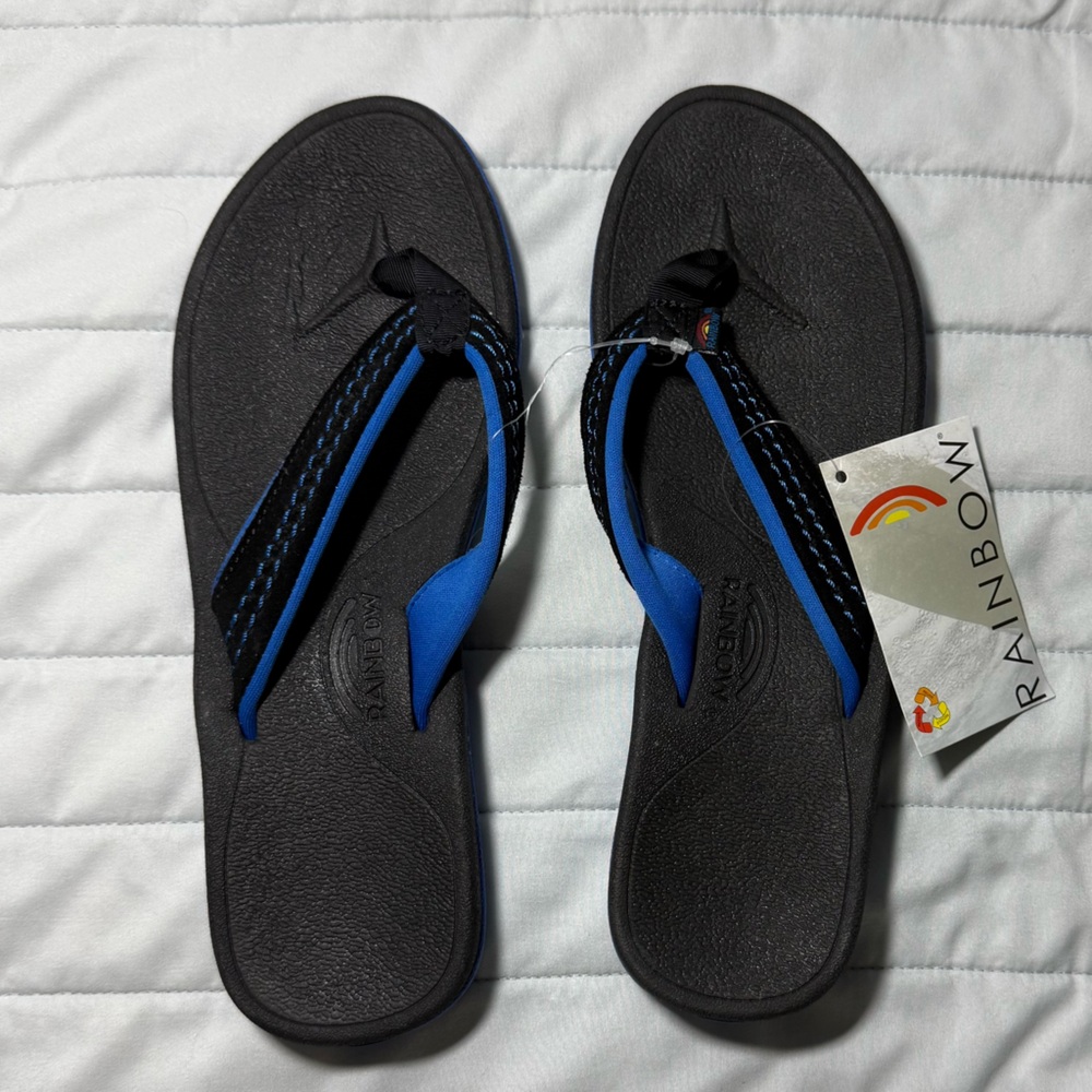 NWT Rainbow Black and Blue Flip Flop Sandals